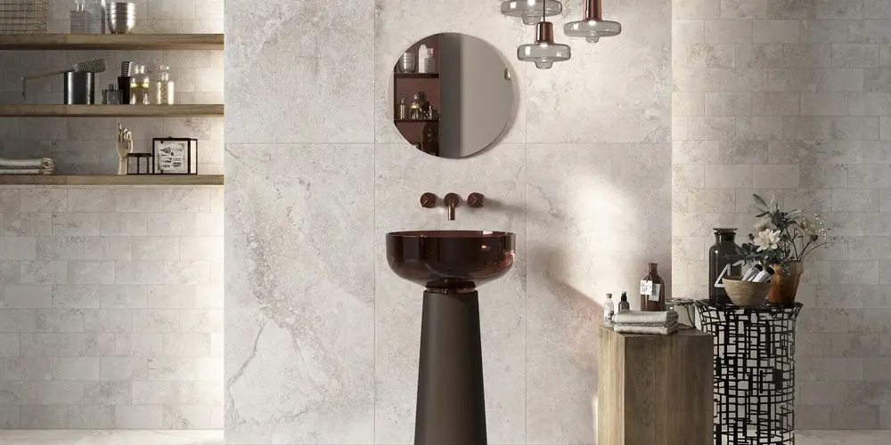 céramique pierres salle de bain