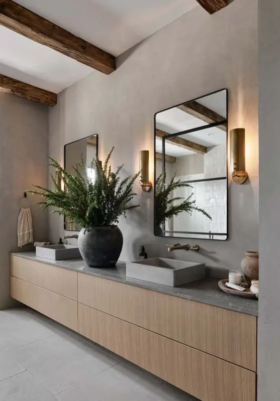 Salle de bain colorée