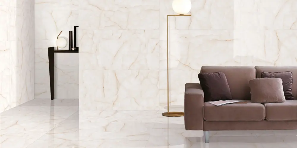 plancher de salon en porcelaine
