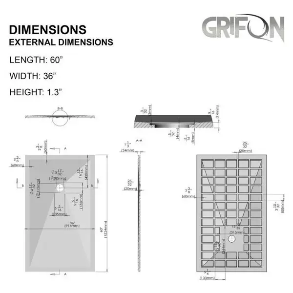 Dimensions base de douche