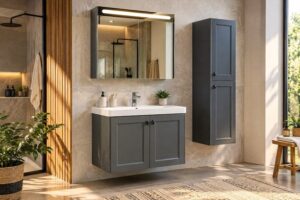 Gray bathroom vanity